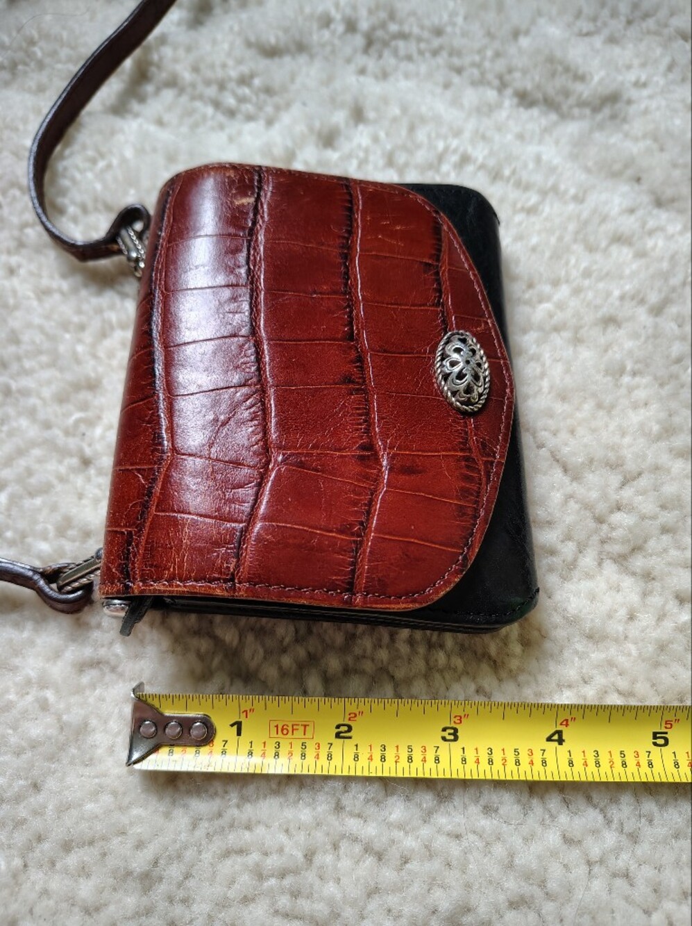 Vintage Brighton Women's Brown Croc-Embossed Crossbody Small Bag - Picture 15 of 16
